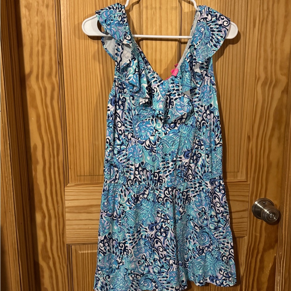 Lilly Pulitzer Alessa Romper Light Aqua Spritz Size Small. EUC